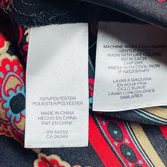 Jones New York Red and Black Silky Peasant Top - Petite N0388 - Picture 6 of 7